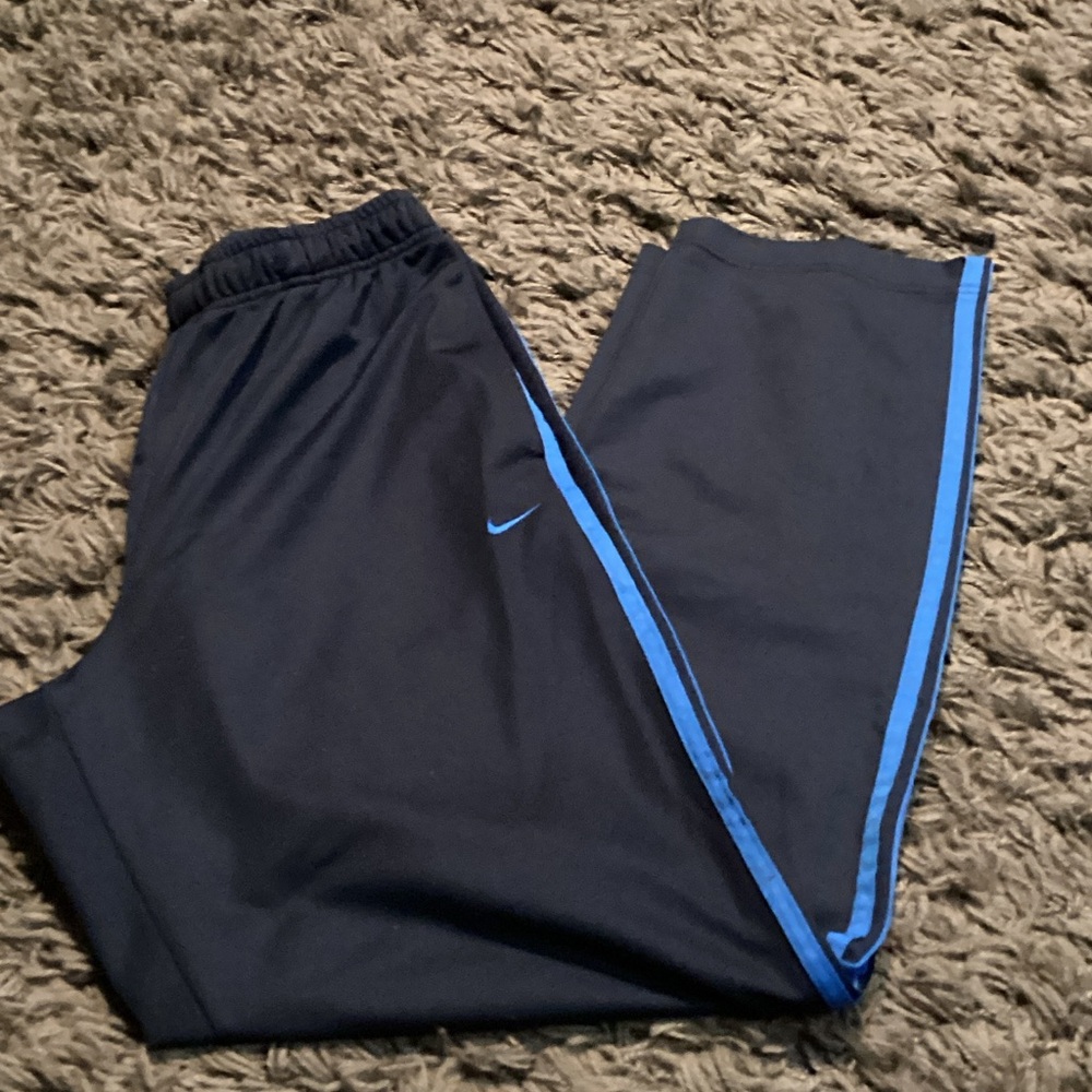 Nike Navy track Pants joggers with Blue Stripe